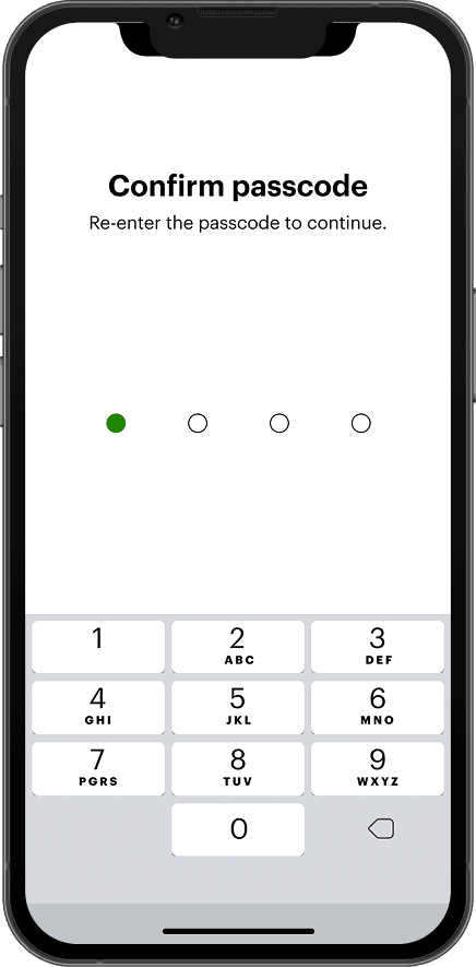 Clover Go confirm passcode screen