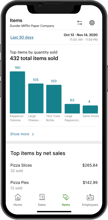 Clover Go items insights screen