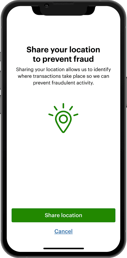 Clover Go share location screen