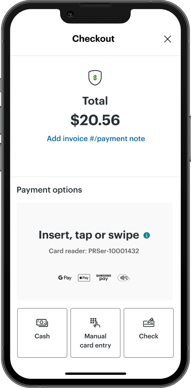 Clover Go checkout screen