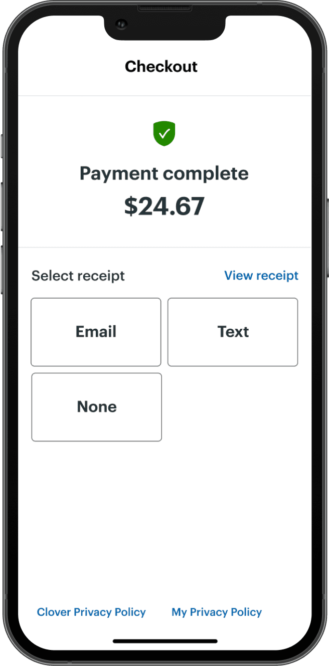 Clover Go payment complete screen