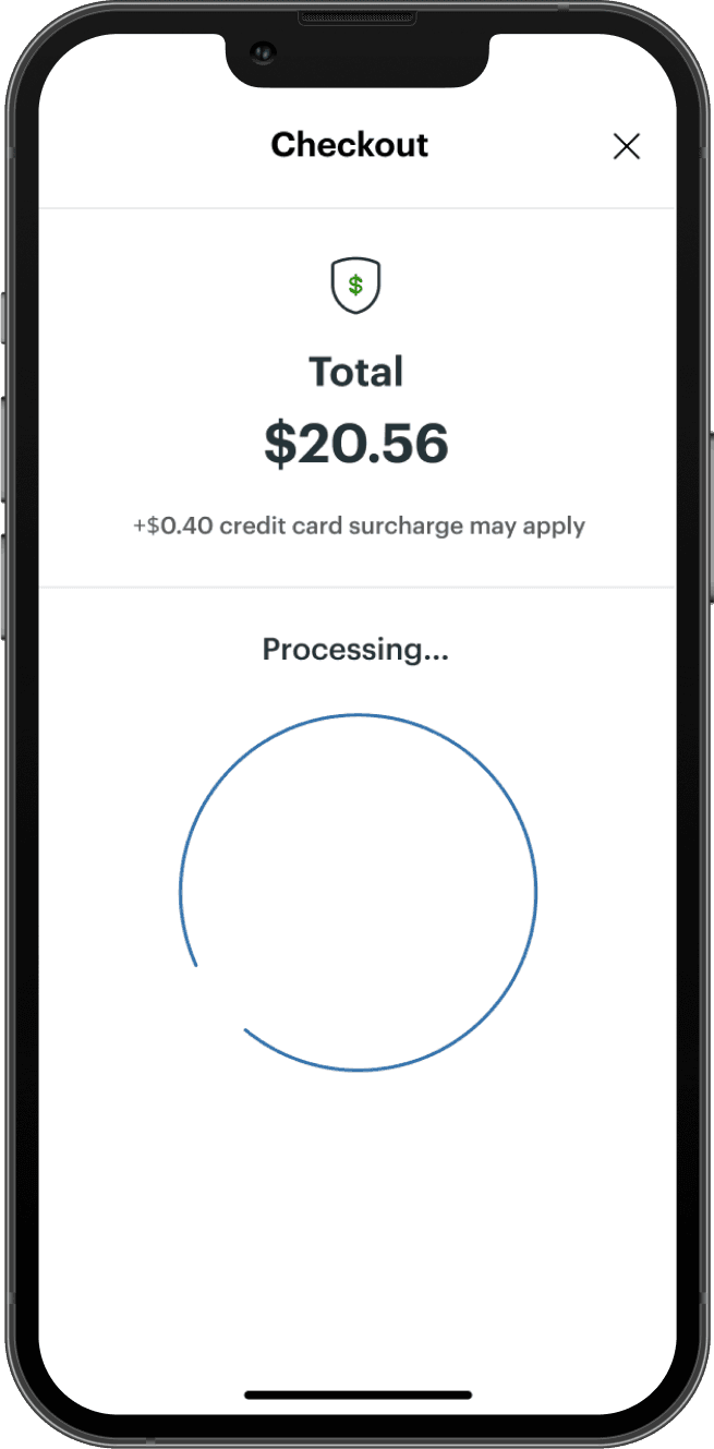 Clover Go processing payment screen