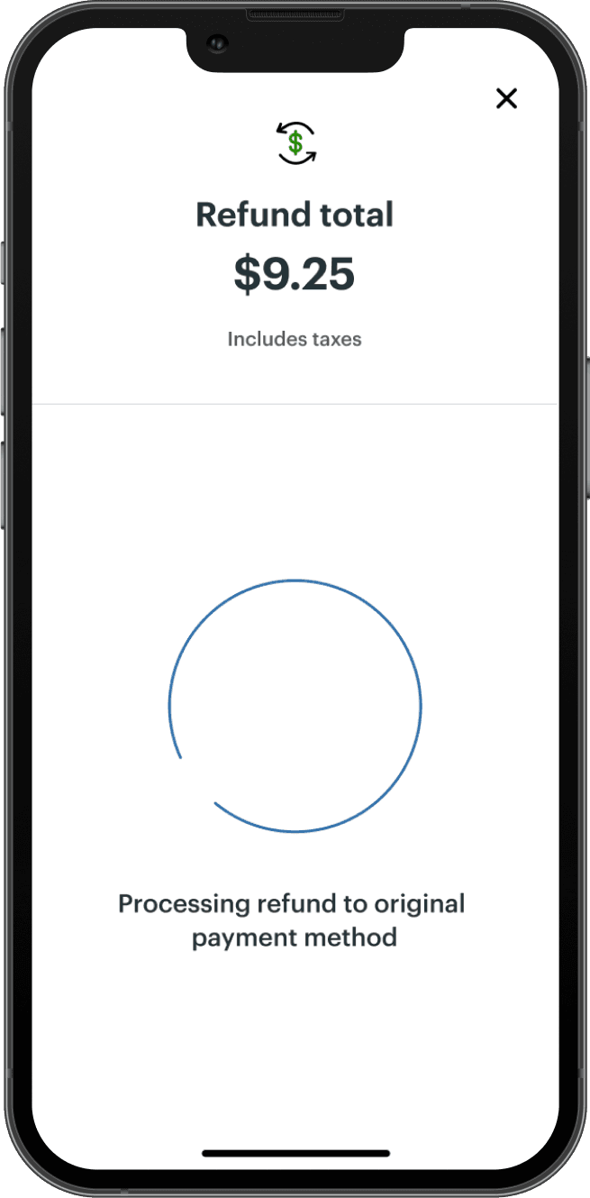 Clover Go processing refund screen