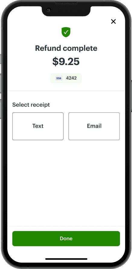Clover Go refund complete screen