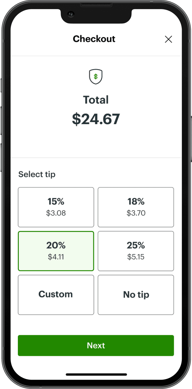 Clover Go select tip screen