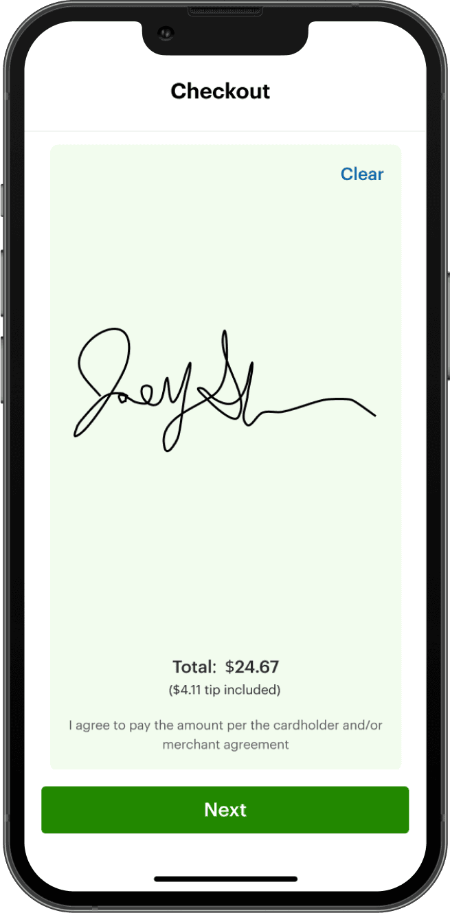 Clover Go signed screen