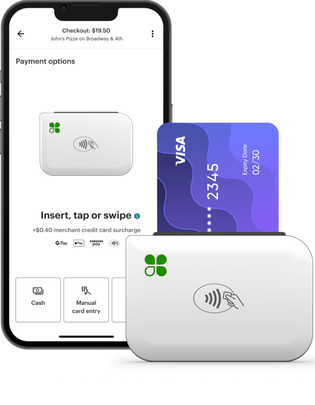 Clover Go mobile payment flow with card reader
