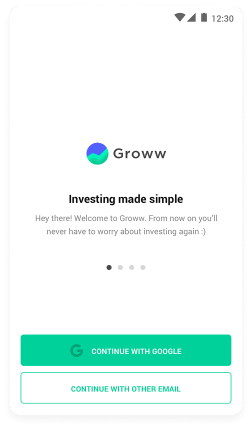 Groww onboarding screen 1