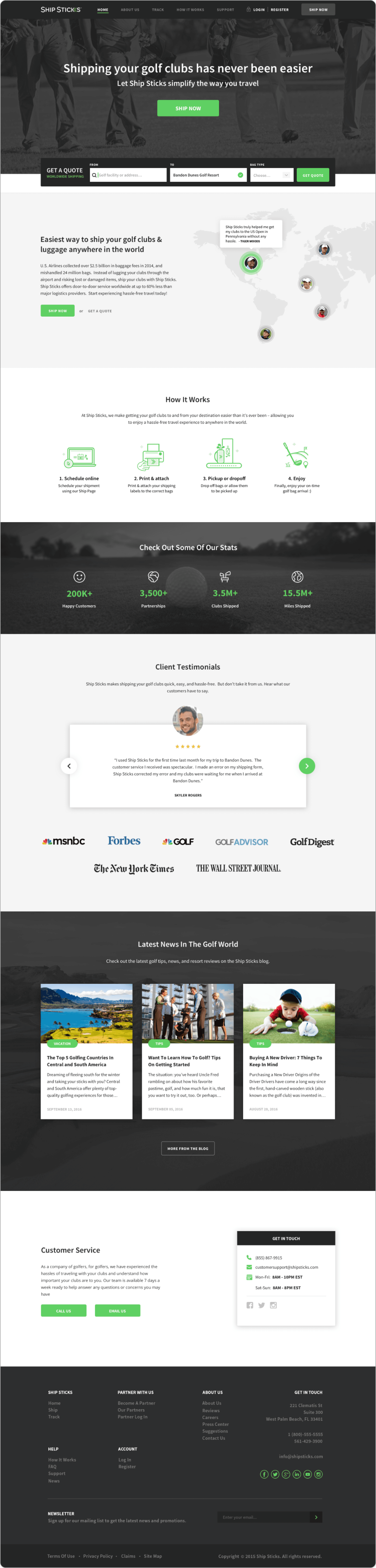 Ship Sticks redesigned homepage with clear value proposition and shipping quote tools